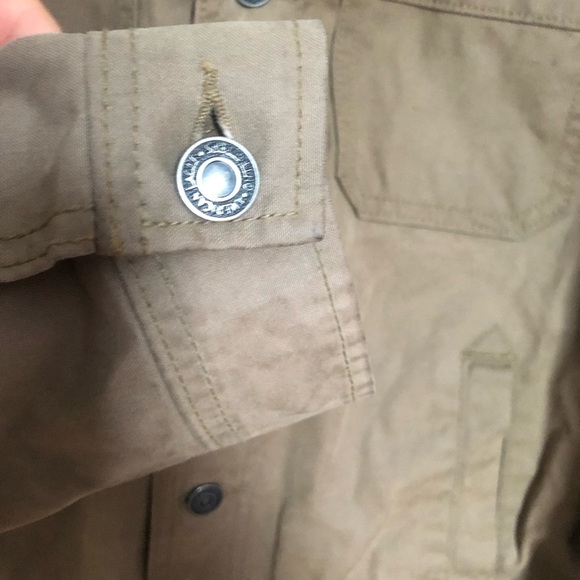 American Eagle Men's Tan Khaki Workwear Utility Trucker Bomber Jacket Medium - Picture 6 of 13